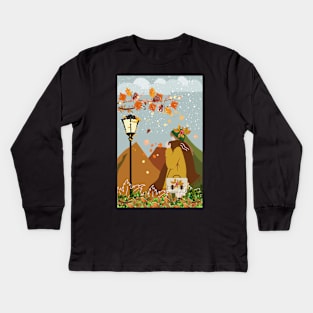 Fall is here, wrap up! Thanksgiving season art print Kids Long Sleeve T-Shirt